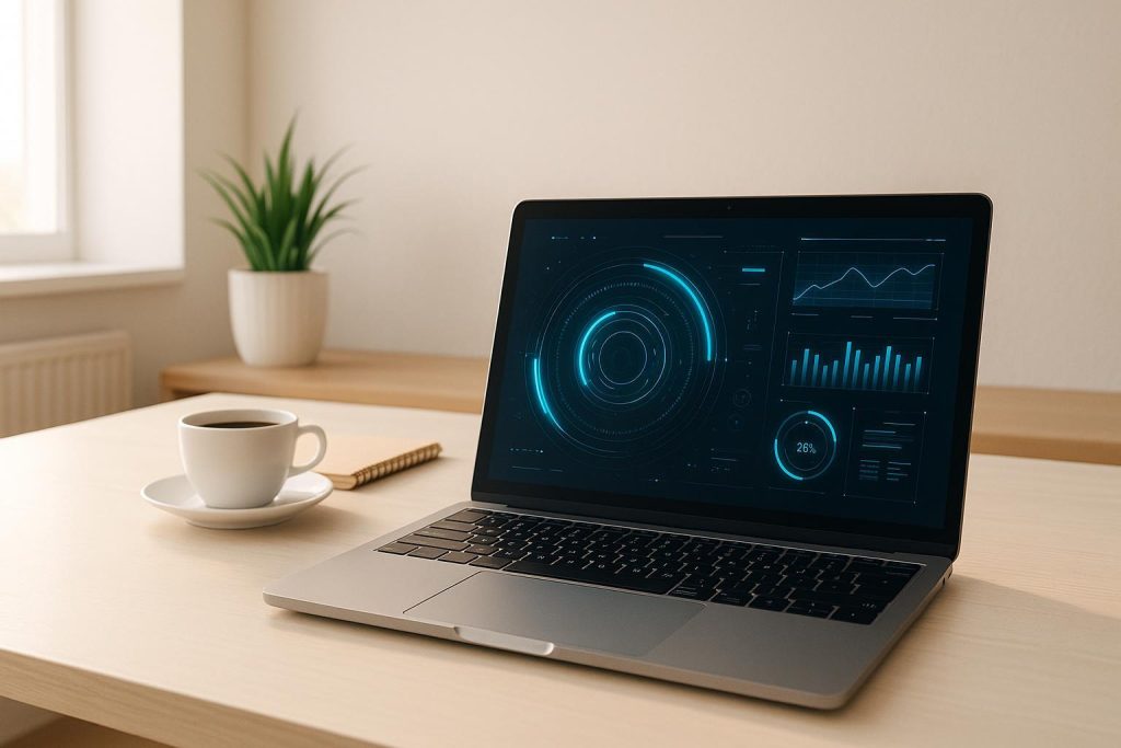 Close-up of a laptop interface representing AI agent onboarding steps.
