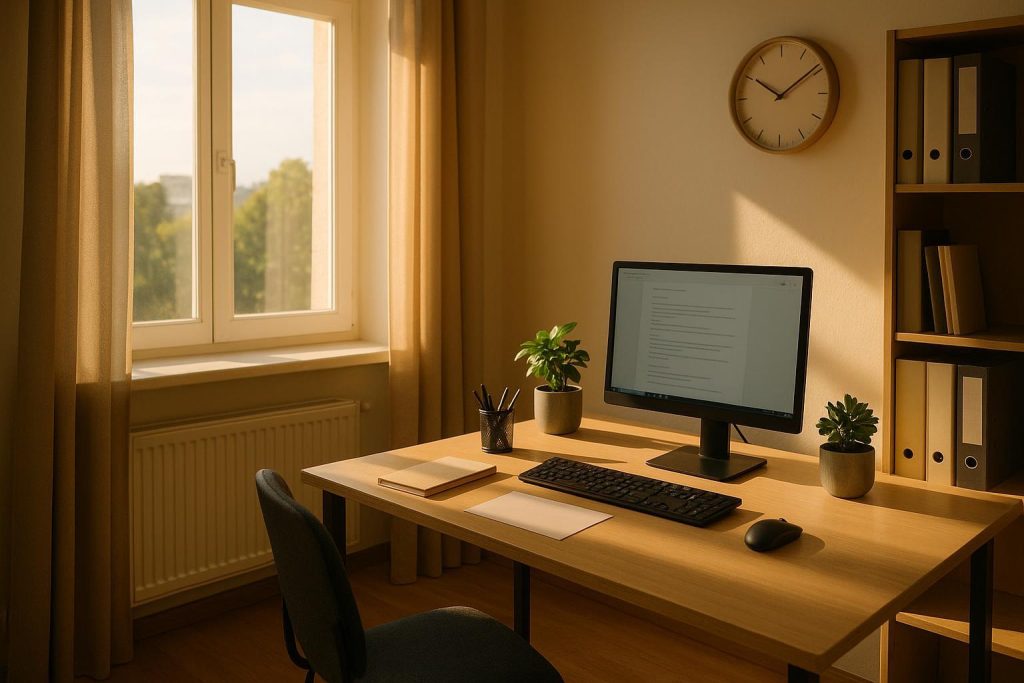 Professional workspace illustrating AI automation for repetitive tasks in smart websites.