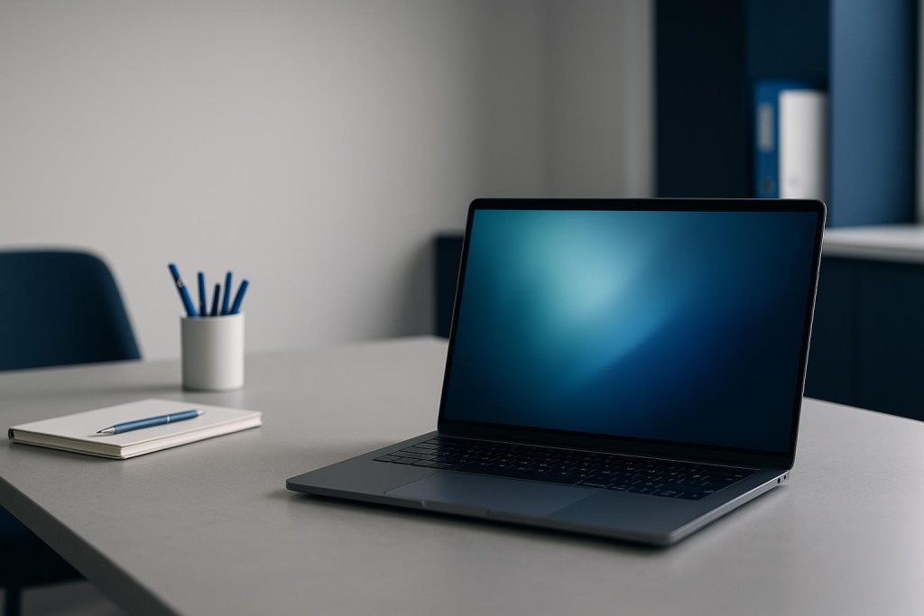 Blank laptop representing fast AI website responses for service businesses